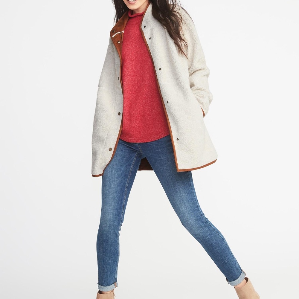 Old Navy Long Sherpa Faux-Suede Lined Coat
